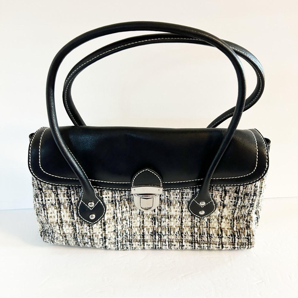 Currency by Helen Welsh Faux Tweed Black Handbag